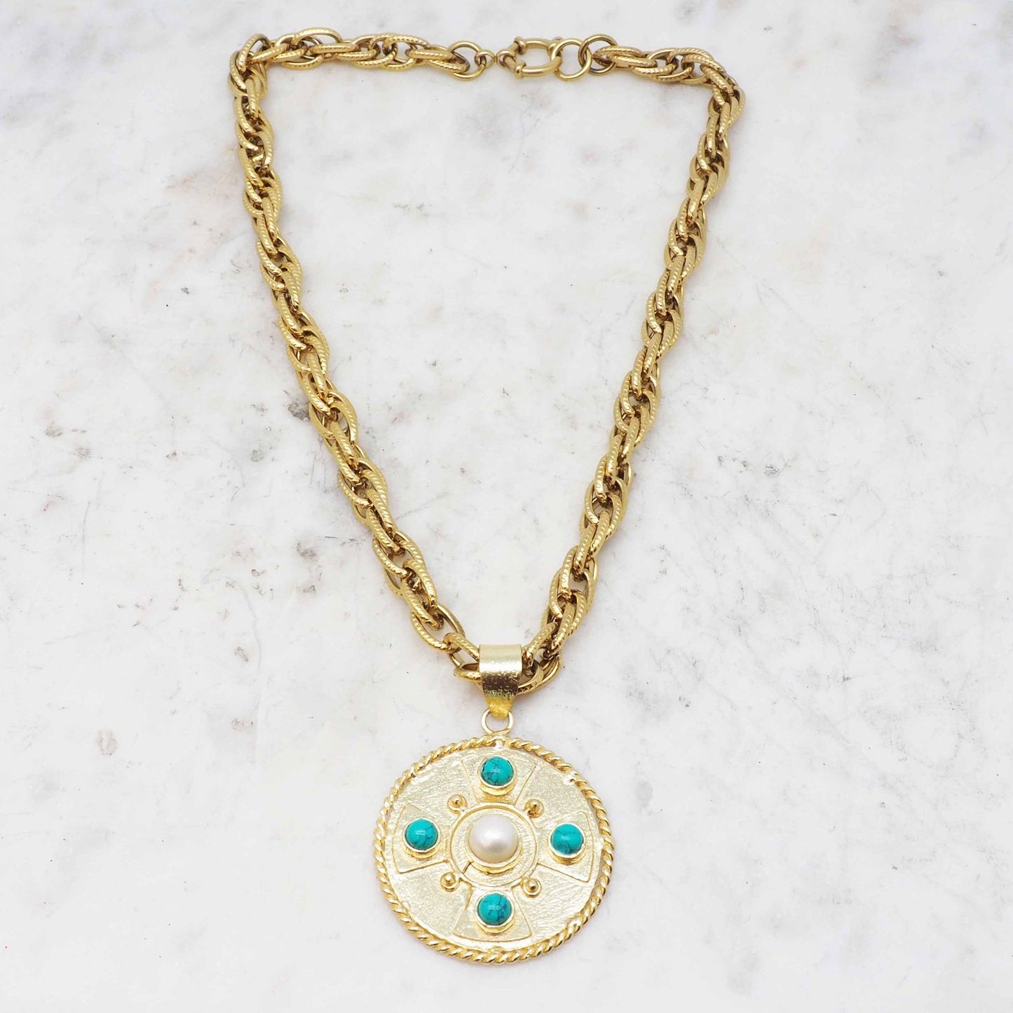 COLLIER LE MÉDAILLON - TURQUOISE